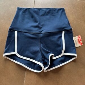 Gymshark Blue and White Athletic Shorts with Dolphin Hem